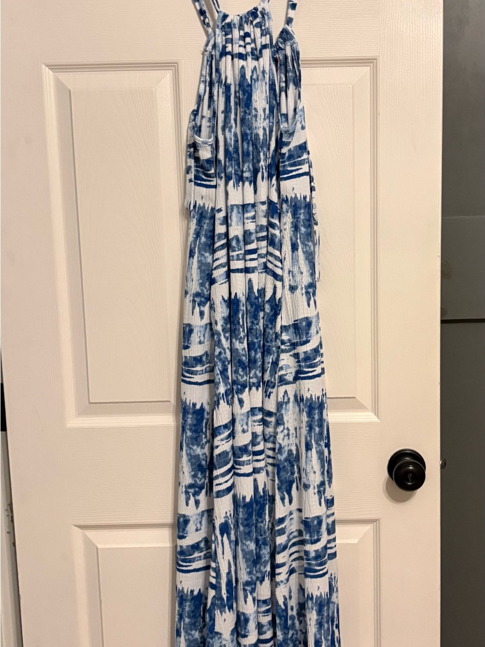 LuLaRoe Blue and White Tie-Dye Maxi Dress
